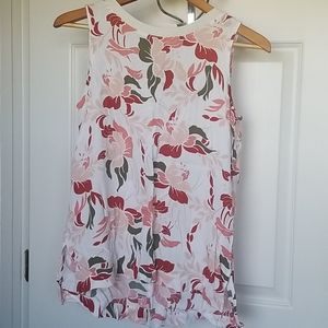 LOFT OUTLET drapey sleeveless floral hi-lo top